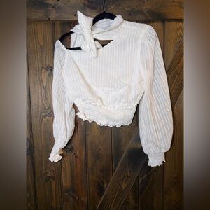 Elliatt Tie Neck Bow One Shoulder Blouse